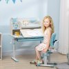 HOMCOM Kids Desk and Chair Set, Height Adjustable Kids Study Table and Chair Set with Storage Shelves, Washable Cover, Anti-Slip Mat, for Ages 3-12 Years - Blue
