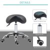 HOMCOM Cosmetic Stool 360?? Rotate Height Adjustable Salon Massage Spa Chair Hydraulic Rolling Faux Leather Saddle Stool Mobility, Black