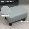 HOMCOM Faux Leather Footstool, Small Foot Rest, Rectangle Sofa Stool for Bedroom Living Room, Grey