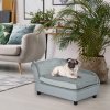 PawHut Dog Sofa with Storage, Pet Chair for Small Dogs, Cat Couch with Soft Cushion, Light Grey, 76 x 45 x 43 cm