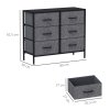 HOMCOM Fabric Chest of Drawers, Storage Drawers, Industrial Bedroom Dresser with 6 Fabric Drawers, Steel Frame and Wooden Top for Nursery, Living Room, Hallway, Black