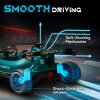 AIYAPLAY Aston Martin Licensed 12V Electric Go Kart, Kids Racing Kart with Bluetooth, 4 Suspension Wheels, Remote Control, Music Lights Horn, for 3-6 Years, Green