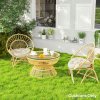 Outsunny Outdoor Seat Cushions Set of 2 with UV Protected Cover, Thick Round Chair Cushions for Patio Furniture, Tufted Design Chair Pads, 60 x 60 cm, Beige