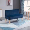 HOMCOM Modern Velvet Double Seat Sofa w/ Wood Frame Foam Padding High Back Soft Comfortable Compact Couch Home Office Stylish Plush Touch Blue