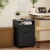 HOMCOM 60cm Filing Cabinet with Drawer, Open Shelf, Metal Handles and 4 Wheels, Office Home Organiser Mobile Printer with Two Locks