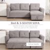 HOMCOM 3 Seater Sofa Bed, L Shaped Pull Out Sofa Bed with Storage, Convertible Click Clack Settee Sectional Sleeper Futon for Living Room, Office, Grey