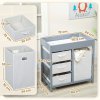 AIYAPLAY Baby Changing Table with 4 Drawers, Nursery Diaper Baby Changing Unit for 0-12 Months (max. 11kg), with Mat, Infant Care Station for Bedroom Nursery, Grey