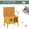 Pawhut Garden Wooden Cat House Outdoor Pet Play Home Waterproof Roof Kitty Shelter Kennel w/ith Door & Window