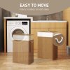 HOMCOM Bamboo Laundry Basket with Lid, 72L Laundry Hamper with Rope Handles, Washing Basket with Removable Washable Liner Bag for Bathroom, Bedroom, Brown