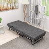 HOMCOM Folding Bed with Mattress, Foldable Guest Bed on Wheels, Portable Single Bed with 10cm Mattress, Side Pockets, Cover, 190 x 80cm, Dark Grey