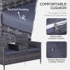 Outsunny 2 Seater Rattan Sofa with Cushions, Wicker Garden Loveseat with Armrests, Outdoor Garden Sofa Couch with Metal Frame for Patio, Mixed Grey