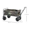 Outsunny 100KG Festival Trolley on Wheels, Folding Camping Trolley Cart with Telescopic Handle, Carry Bag and All-Terrain Big Wheels, for Garden Beach Fishing, Camouflage