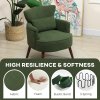 HOMCOM Modern Armchair, Upholstered Corduroy Accent Chair with Thick Padded Seat, Lumbar Pillow, Rubber Wood Legs, Cuddle Chair for Living Room Bedroom Office, Green