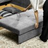 HOMCOM 2 Seater Sofa Bed, Convertible Bed Settee, Modern Cotton Loveseat Sofa Couch with 2 Cushions, Hidden Storage for Living Room, Guest Room, Light Grey