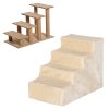 PawHut Dog Steps for Sofa, 4 Steps Dog Stairs, Pet Stairs, with Washable Plush Cover, for Small Breeds, Cats - Beige