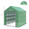 Outsunny Walk-in Greenhouse with 4 Tier 24 Shelves, Portable Grow House with Roll-up Zipped Door, 244 x 180 x 210cm, Green