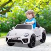 AIYAPLAY Volkswagen Beetle Licensed Ride on Car, 12V Kids Electric Car with Remote Control, 4 Spring Suspension Wheels, Soft Start, Headlights, FM Radio, Music, Horn, White