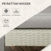 Outsunny 6 Pieces PE Rattan Garden Furniture Set with Sofa, Armchairs, Stool, Patio Sofa Set with Metal Coffee Table, Cushions, for Poolside, Light Grey