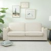 HOMCOM Modern 3 Seater Sofa with Spring Cushion, 210 cm Fabric Sofa Couch with Cup Holders, Upholstered Settee for Living Room, Bedroom, Home Office, Cream White