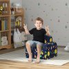 AIYAPLAY Kids Armchair, 2 in 1 Foldable Toddler Chair, Soft Snuggle Sponge Filled Recliner, for Bedroom Playroom Living Room, for Boys & Girls 18 Months to 3 Years - Dark Blue