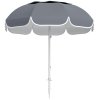 Outsunny 2m Beach Umbrella Portable with Sand Anchor, Adjustable Height & Tilt Beach Parasol with Carry Bag, UPF50+ UV Protection Sunshade Shelter, Grey