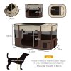 PawHut Dog Pen, Pet Playpen, Portable Foldable Dog Cat Playpen Soft Pet Cage with Storage Bag for Puppies, Rabbits, Kittens, Guinea Pigs, 114 x 89 x 59cm - Brown