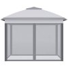 Outsunny 3.3 x 3.3m Pop Up Gazebo, Double Roof Foldable Canopy Tent with Zipped Mesh Sidewalls, Height Adjustable and Carrying Bag, Event Tent for Patio Garden, Grey
