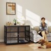 PawHut Dog Crate Furniture, Dog Cage Side End Table Indoor with Anti-Chew Resistant Mesh, Anti-Escape Door, for Extra Large Dogs, 118 x 80 x 92 cm, Walnut Brown