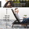 Outsunny PE Rattan Sun Lounger, Garden Lounger with 4-Level Adjustable Backrest, Outdoor Sunbed with Retractable Footrest for Balcony, Beach, Patio, Mixed-brown