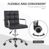 Vinsetto Office Chair, Makeup Vanity Chair, Mid Back Computer Chair, PU Leather Swivel Study Chair with Adjustable Height, Armrest and Rolling Wheels