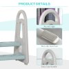 HOMCOM Kids Toddler Step Stool Ladder Kitchen Helper for Toilet Potty Training Bathroom Sink Bedroom Blue and Grey