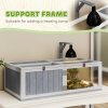 PawHut Tortoise House with Lamp Holder, Wooden Tortoise Enclosure with Clear Observation Windows, Openable Tops, Built-in Tray, Two-Room Turtle Table for Indoor Use, Light Grey