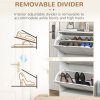 HOMCOM 2 Drawers Entryway Shoe Cabinet, Narrow Shoe Storage Cabinet with 2 Flip Drawers, Louvred Door Design and Adjustable Shelves for 16 Pairs of Shoes, White