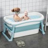 HOMCOM Foldable Bathtub Kids Bath Tub with Lid Large Freestanding Bathtubs Home Sauna for Toddler Children Teenage 1 - 12 Years