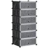 HOMCOM 6-Tier Shoe Rack Organiser, Stackable Storage Boxes with Doors, Shoe Storage Cabinet for Living Room, Entryway, Hallway, Black