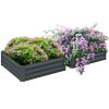 Outsunny Set of 2 291L Raised Garden Bed, Elevated Planter Box with Galvanised Steel Frame for Growing Flowers, Herbs, 100 x 100 x 30 cm, Dark Grey