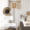 HOMCOM Farmhouse Wicker Floor Lamp, Standing Lamp with Hand Woven Rattan Lampshade, Lamps for Living Room, Bedroom, Bulb not Included, Natural