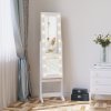 HOMCOM Free Standing LED Mirrored Jewelry Cabinet Armoire Floor Organiser W/ 3 Angle Adjustable For Rings Earrings Bracelets Cosmetics Warm White