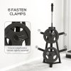 SPORTNOW Weight Rack, Weight Tree for 5cm Weight Plates and Barbell Bar with 6 Fasten Clamps for Home Gym Storage, 300kg Capacity