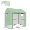Outsunny Walk-in Greenhouse, Outdoor Tomato Greenhouse, Green House for Garden, Grow House with Roll-up Door and Mesh Windows, PE Cover, 200 x 140 x 200cm, Green