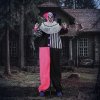 HOMCOM 173cm Laughing Clown Outdoor Halloween Decoration, Animated Halloween Prop with Light Up Eyes, Sound Effects, Sound Activated for Haunted House