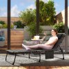 Outsunny Foldable Sun Lounger Set with 5-level Reclining Back, Outdoor Tanning Chairs Sun Loungers with Build-in Padded Seat, Side Pocket, Headrest for Beach, Patio, Black