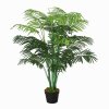 Outsunny 125cm/4FT Artificial Palm Plant Decorative Tree with Nursery Pot, Fake Plastic Indoor Outdoor Home Office D??cor, Green