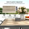 Outsunny 9 Piece Garden Dining Set, Cube Outdoor Garden Furniture Set with Cushions, 8 Seater Garden Table and Chairs with 4 Stools, Square PSPC Plastic Top Table, Side Pockets for Conservatory, Grey