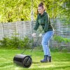 Outsunny 60L 50cm Steel Garden Lawn Roller Push Pull w/ Fillable Cylinder Water Sand Plug Lawn Flatten Seed Sow Rolling Drum w/ Handle
