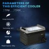 Outsunny 40L Car Refrigerator, Portable Compressor Cooler Box, Fridge Freezer w/ Inner LED Light, Foldable Handles, Cup Holders, 12/24V DC and 110-240V AC for Campervan RV Boat Travel Down to -20°C