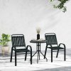 Outsunny 3 Pieces Patio Bistro Set, Garden Furniture Set with Stackable Chairs, Tempered Glass Table, Rust Resistant for Outdoor, Balcony, Patio, Garden, Charcoal Grey