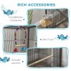 PawHut Bird Cage, Budgie Cage, Parrot Cage, with Rolling Stand, Stainless Steel Bowls, Swings, Removable Tray for Small Parrot, Budgie, Lovebird - Grey