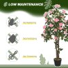 HOMCOM Set of 2 Decorative Artificial Plants, Faux Silk Rose Trees in Pot, Fake Plants for Home Indoor Decor, 110?cm, Pink