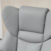 HOMCOM Faux Leather Recliner Chair and Footstool, Swivel Upholstered Armchair and Footstool with Adjustable Backrest, Solid Wood Base for Living Room, Light Grey